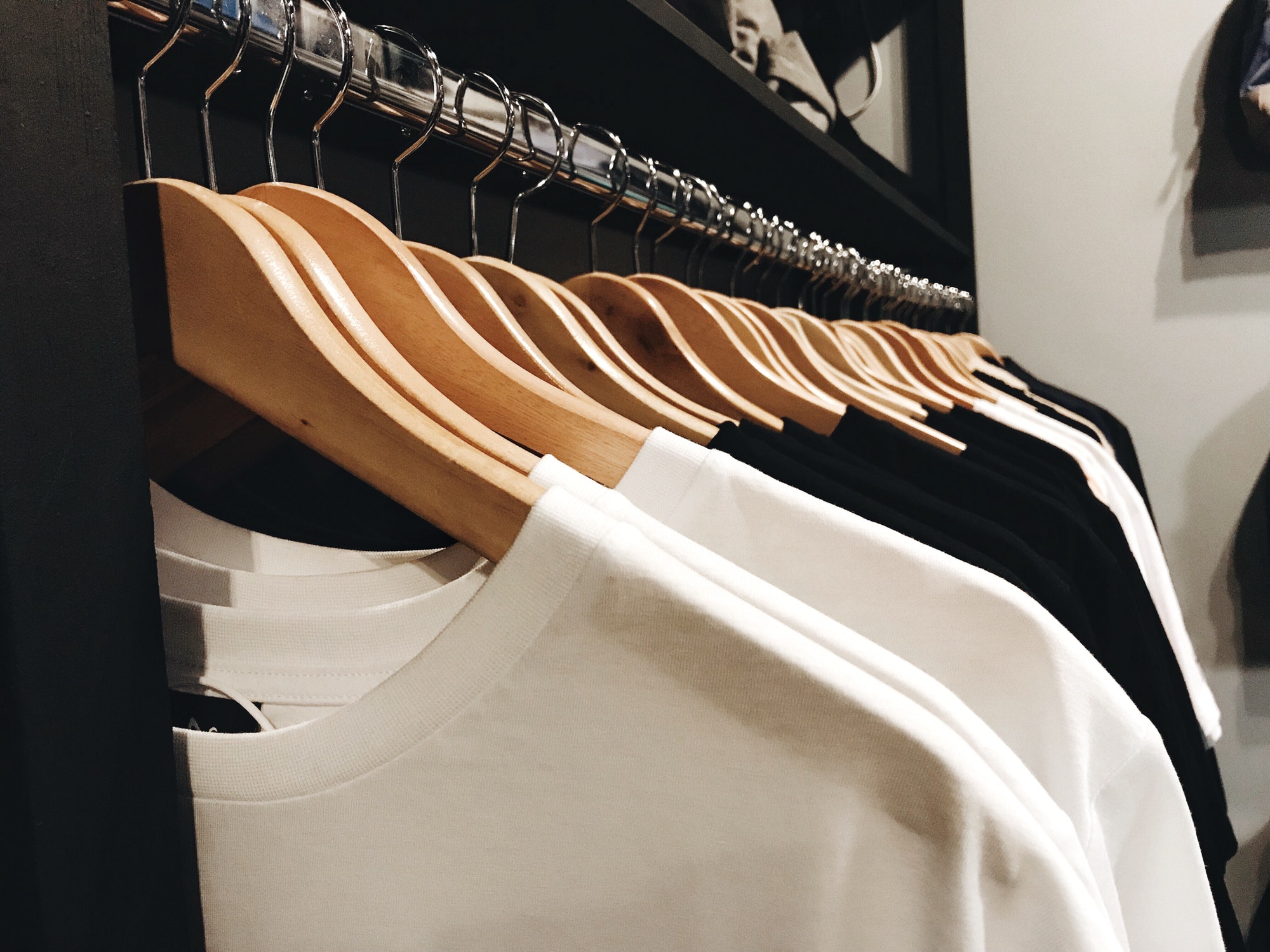 t-shirts in the store / black and white t-shirts t-shirts in the store / black and white t-shirts